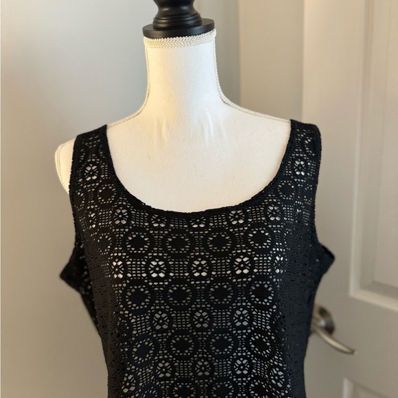 Islander Black Open Knit Sleeveless Cover Up X-Large - Picture 7 of 8